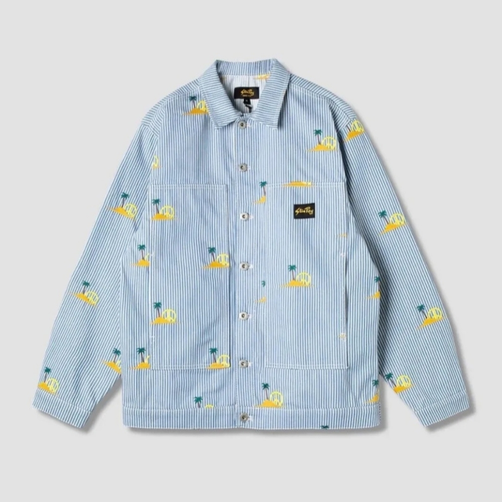 NWT Stan Ray Palm Peace box jacket in striped blue Small